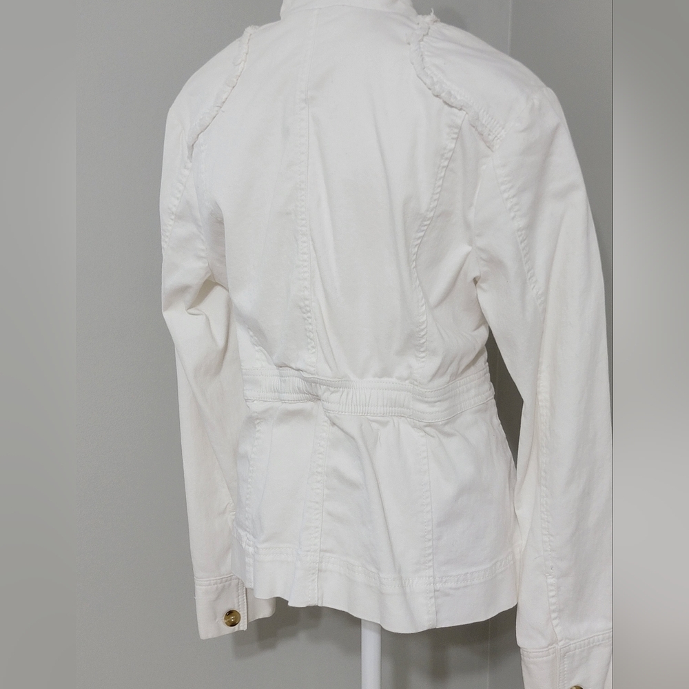 ALLEN B. By Allen Schwartz White Denim Jacket Women's Size Large - Picture 9 of 9